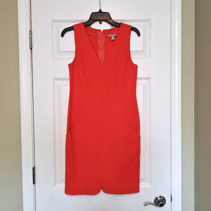 Red Short-Sleeve V-Neck Banana Republic Dress